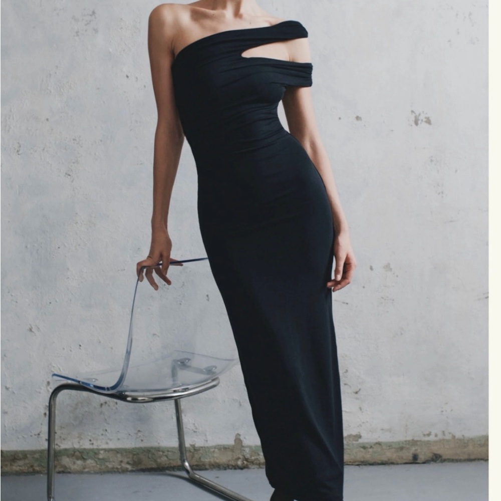 Meshki One Shoulder Black Dress